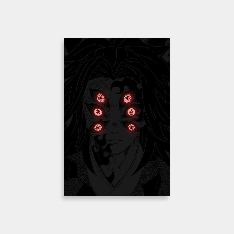 Kokushibo Demon Slayer Poster - Red Eyes & Black Hair Anime Art