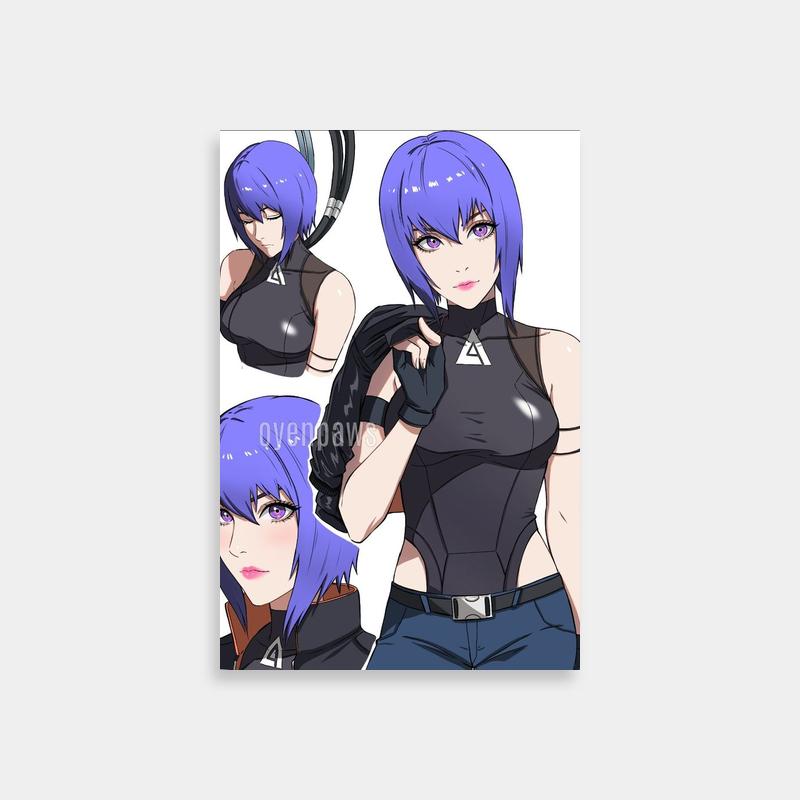 Major Motoko Kusanagi Ghost in the Shell Anime Poster - Purple-Haired Cybernetic Hero