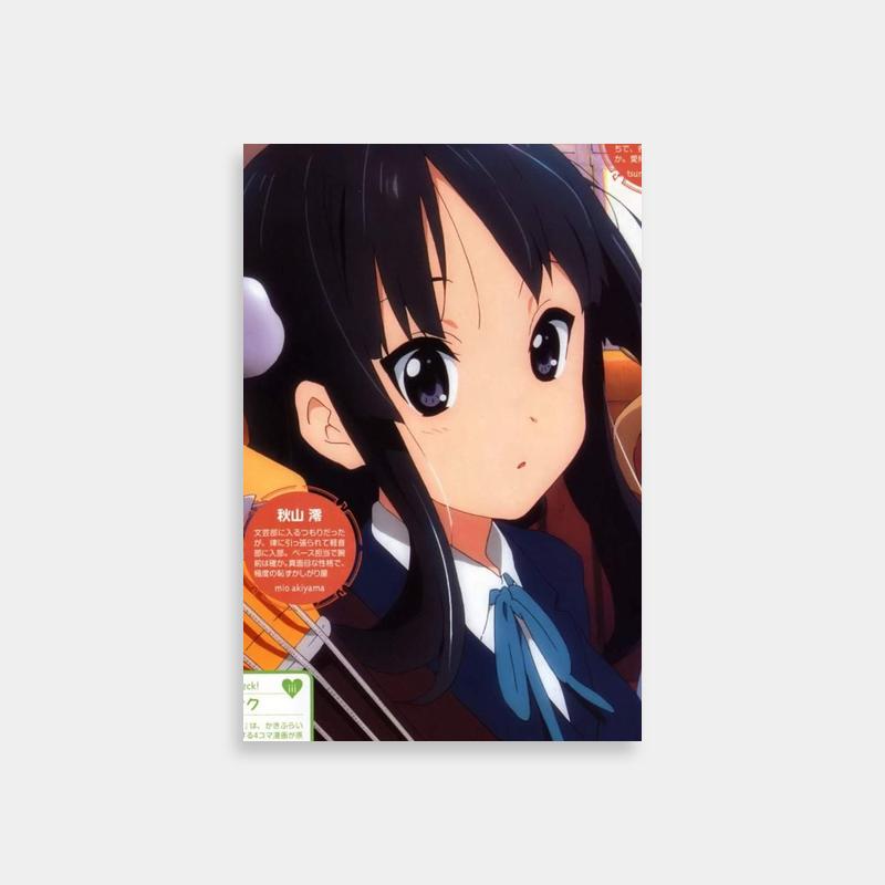 Mio Akiyama K-ON! Anime Poster - Black Hair & Blue Eyes Art