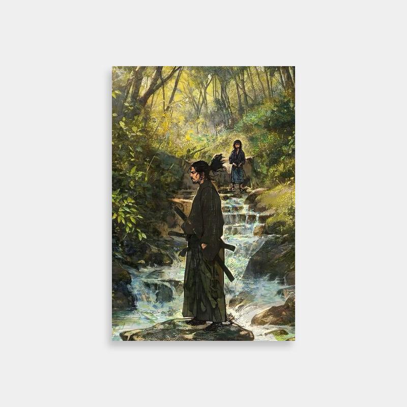 Miyamoto Musashi Vagabond Art Print - Samurai Landscape Painting