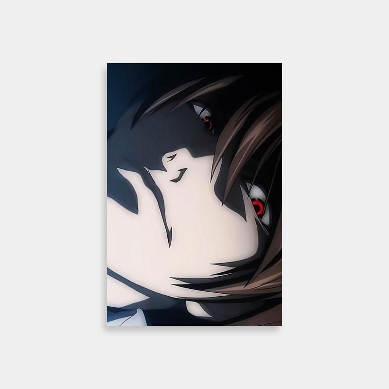 Light Yagami Death Note Poster - Black Hair & Red Eyes