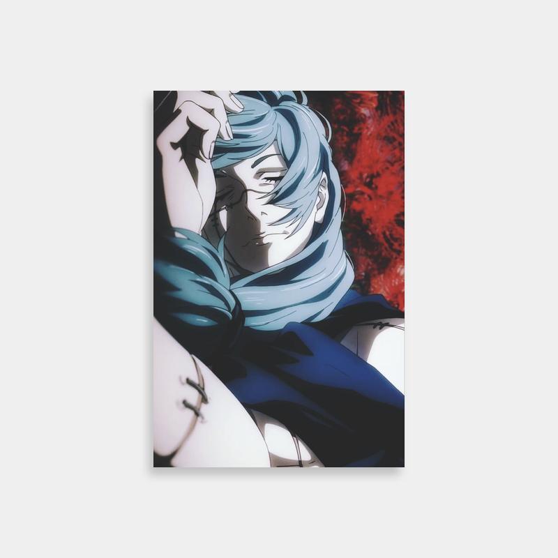 Mahito Jujutsu Kaisen Wall Art - Blue Haired Character Holding Face