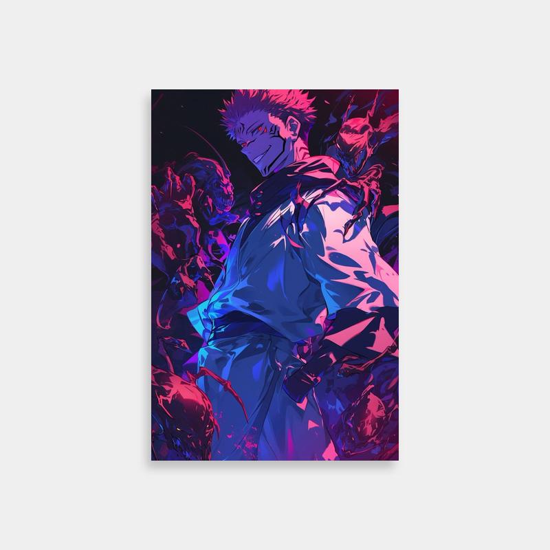 Sukuna Jujutsu Kaisen Anime Poster - Pink Hair & Blue Eyes