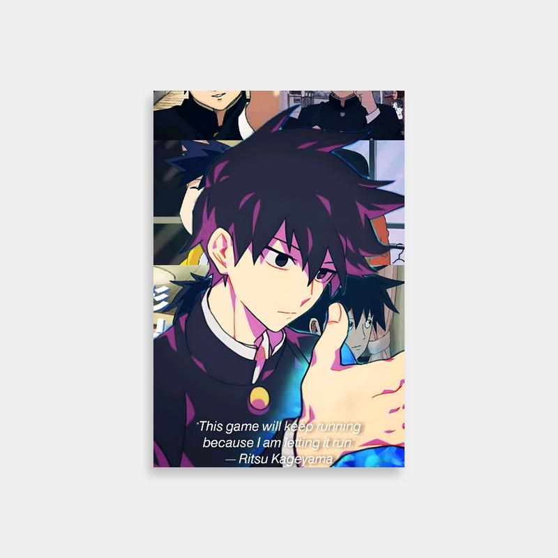 Ritsu Kageyama Mob Psycho 100 Game Quote Poster - 'This Game Will Be Running'