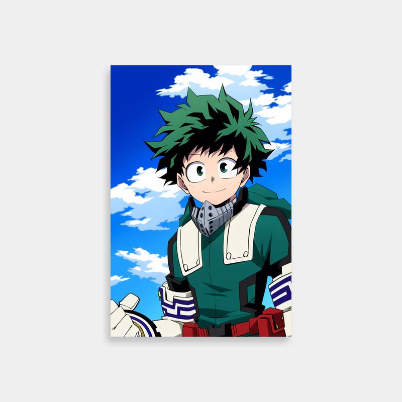 Izuku Midoriya My Hero Academia Poster - Green Hair Anime Character Under Blue Sky