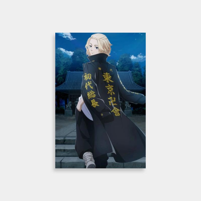 Tokyo Revengers Mikey Poster - Blonde Anime Character Standing on Steps