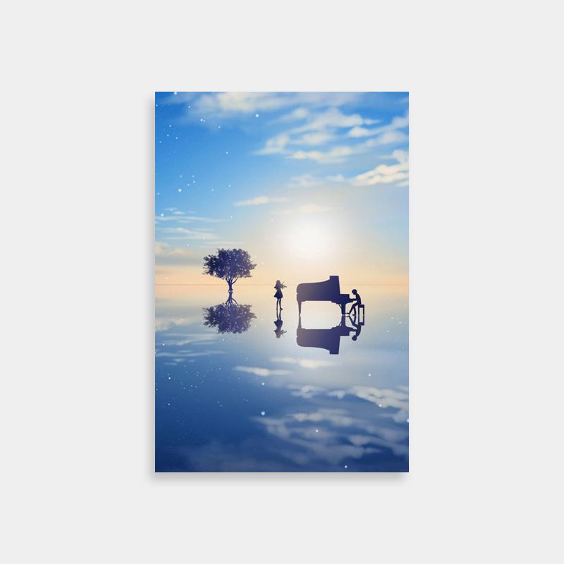 Your Lie in April Piano Under the Stars Poster - Dreamy Lake Scene