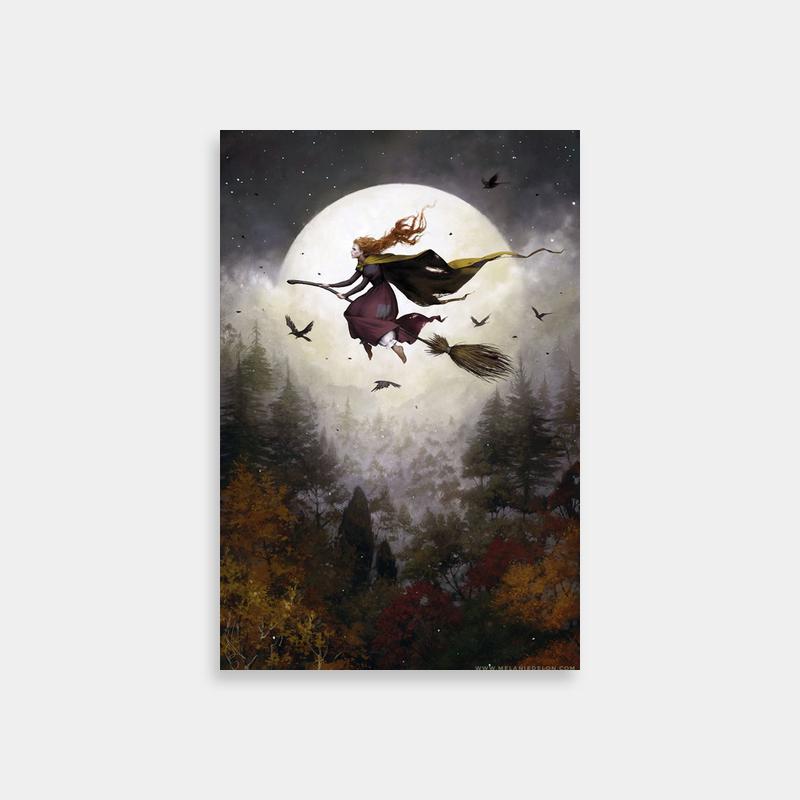 Witch of the Waste Howl's Moving Castle Poster - Flying Witch Painting Under Full Moon