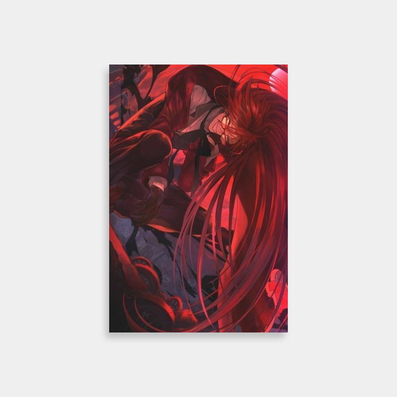 Grell Sutcliff Black Butler Anime Wall Art - Long Red Hair & Red Eyes