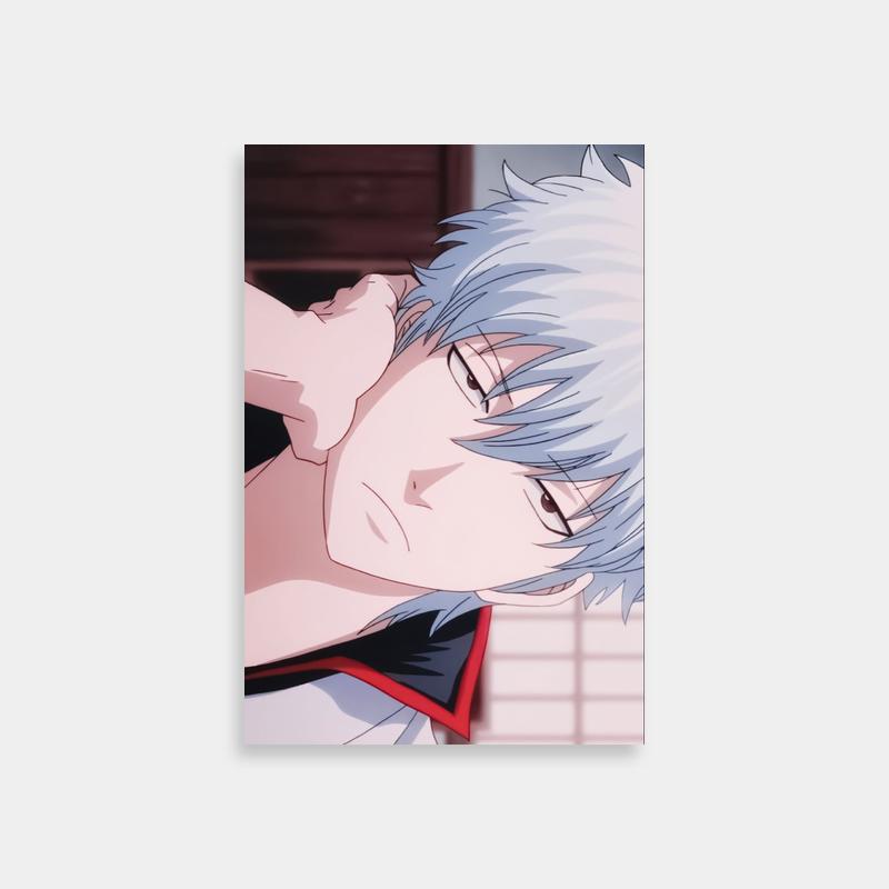 Gintoki Sakata Anime Poster - White Hair & Blue Eyes
