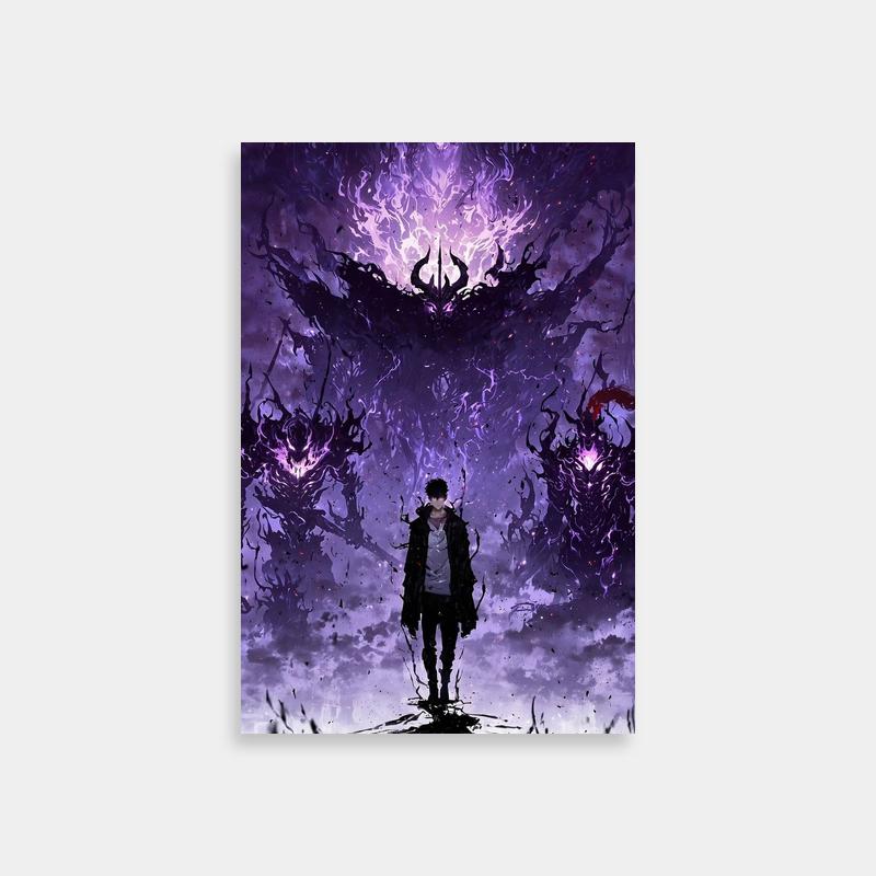 Solo Leveling Sung Jin-Woo vs Giant Monster Poster - Epic Battle Art