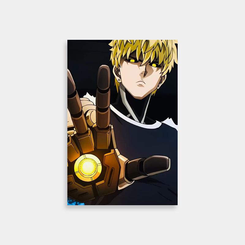 Genos One Punch Man Poster - Anime Character with Glowing Hand Art