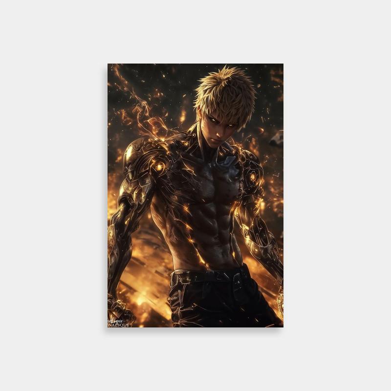 Genos One Punch Man Glowing Armor Poster