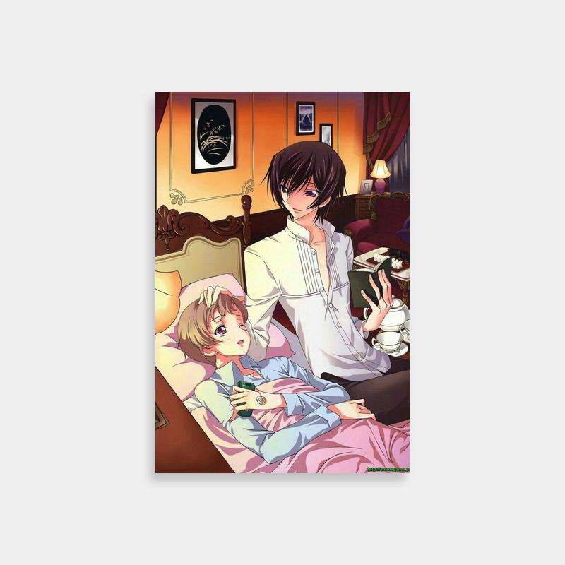Rolo Lamperouge Code Geass Poster - Two People Laying in Bed with Tea Cups