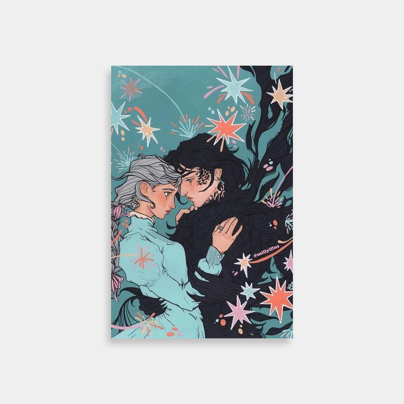 Sophie Hatter Howl's Moving Castle Poster - Romantic Kiss Under Stars & Confetti