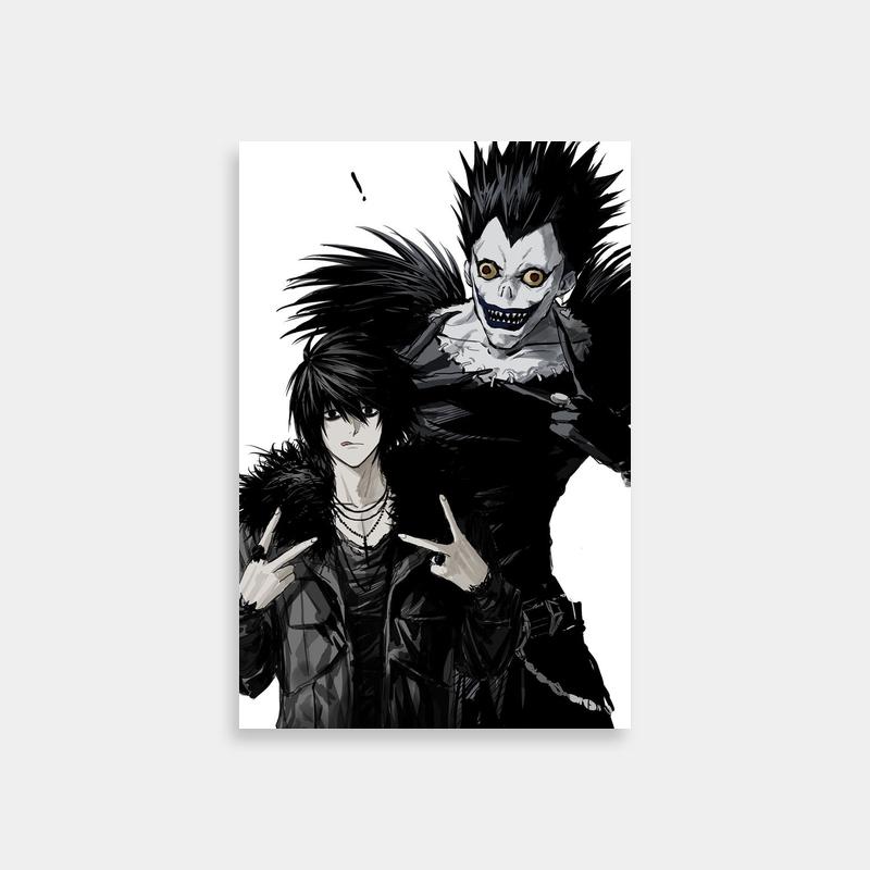 Ryuk Death Note Anime Duo Poster - Black Hair & White Makeup Art