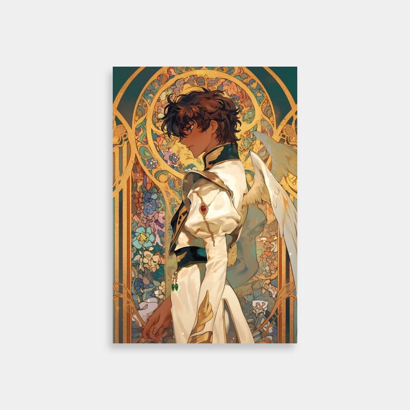 Suzaku Kururugi Code Geass Poster - Winged Character & Stained Glass