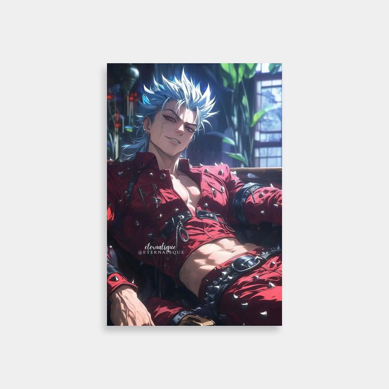 Ban Seven Deadly Sins Anime Poster - Blue Haired Character on Bench