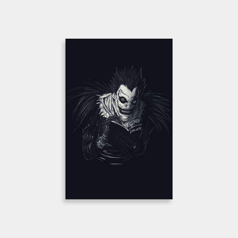 Ryuk Death Note Poster - Skeleton Reading Book with Wings Art