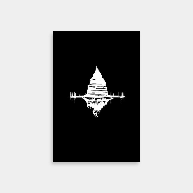 Kirito Sword Art Online Black & White Art - Building in Water