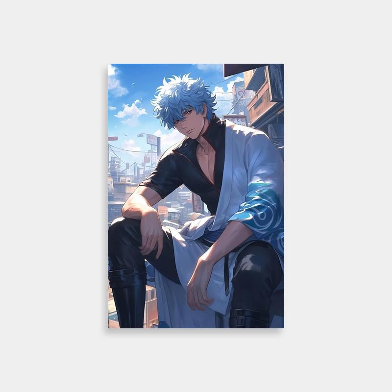 Gintoki Sakata Rooftop Poster - Gintama Anime Art