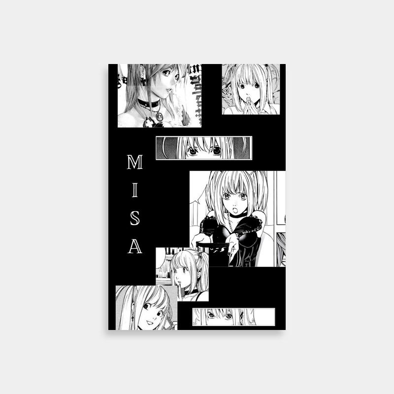 Misa Amane Death Note Poster - Black and White Anime Art