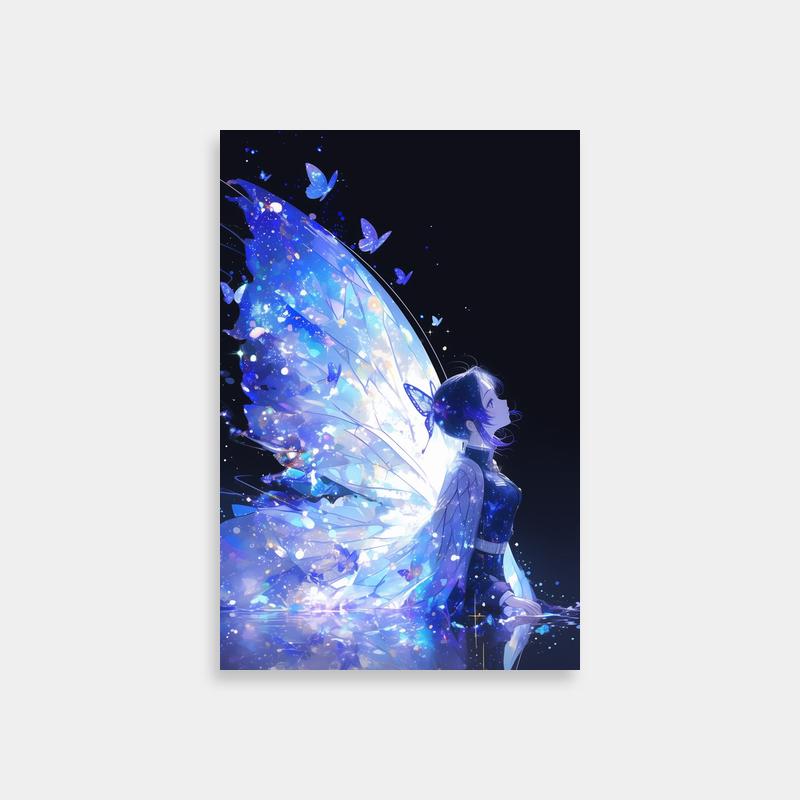Shinobu Kocho Demon Slayer Poster - Blue Hair & Butterfly Wings