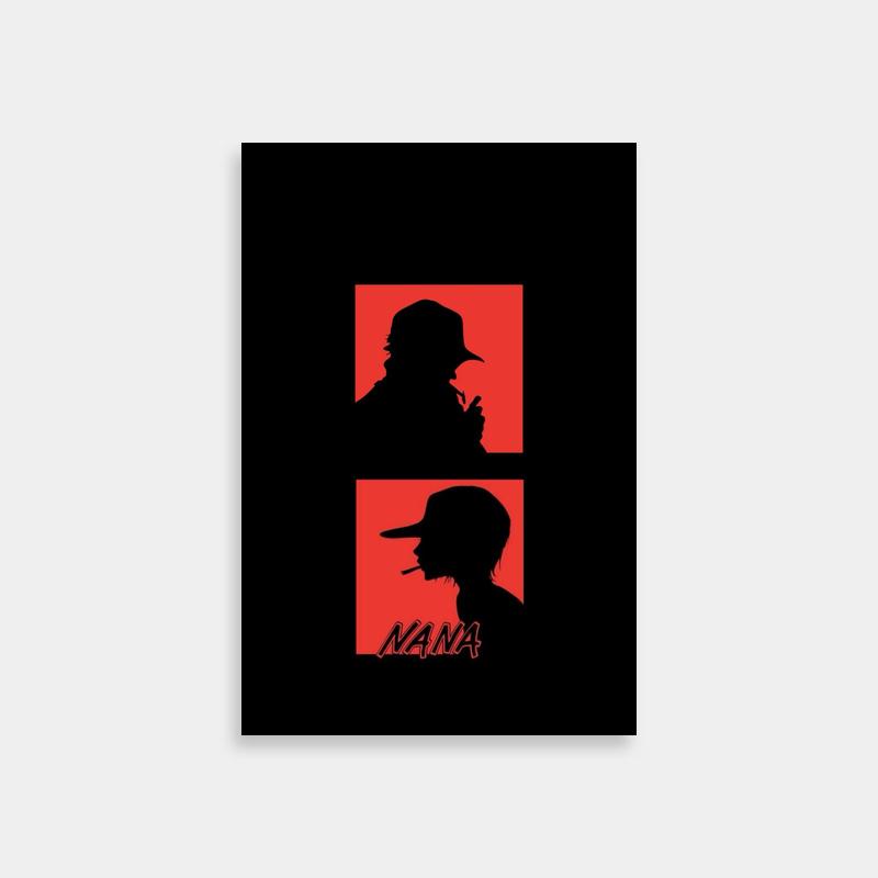 Ren Honjo Nana Poster - Red & Black Silhouette Art