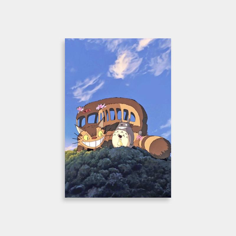 My Neighbor Totoro Catbus Print - Cats on Hill Scene