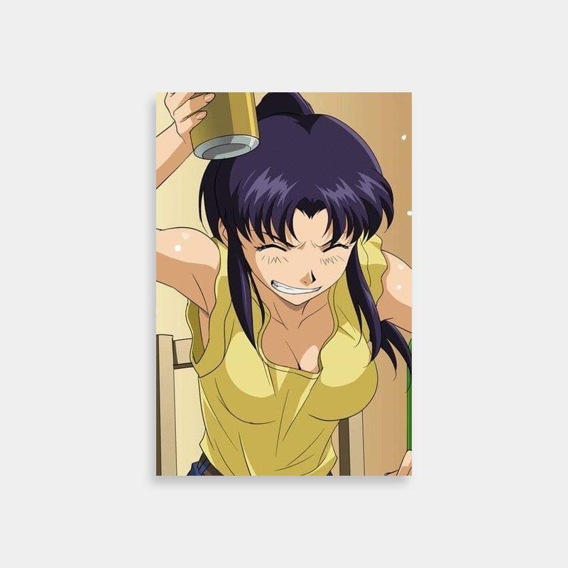 Misato Katsuragi Neon Genesis Evangelion Pink Background Art