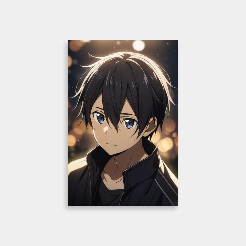 Kirito Sword Art Online Poster - Black-Haired Anime Character with Blue Eyes