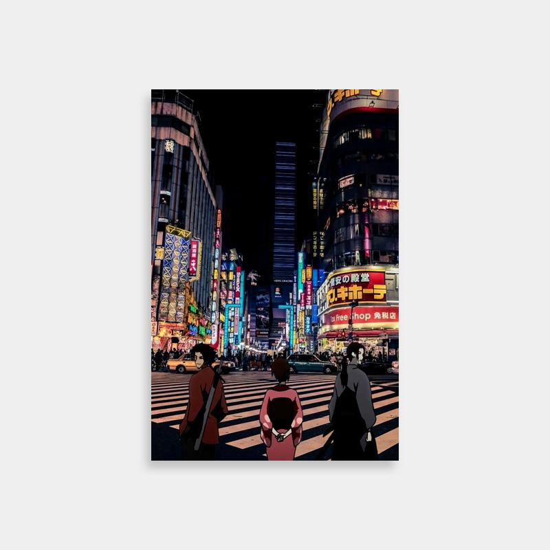 Samurai Champloo Fuu Poster - Neon Night Crosswalk Scene