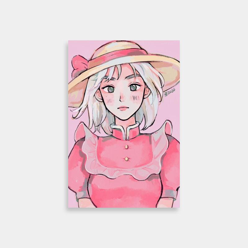 Sophie Hatter Pink Dress Art Print - Howls Moving Castle Poster