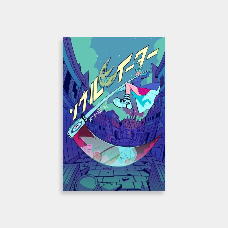 Soul Evans Skateboard Art Print - Soul Eater Anime Poster