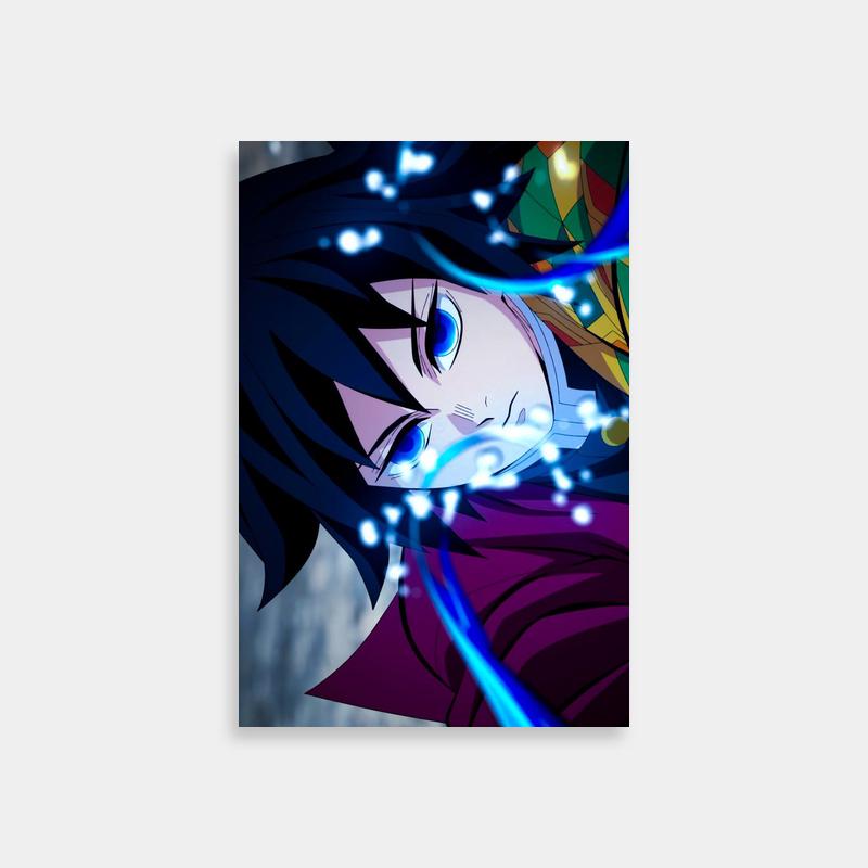 Giyu Tomioka Anime Poster - Black-Haired Character with Blue Eyes
