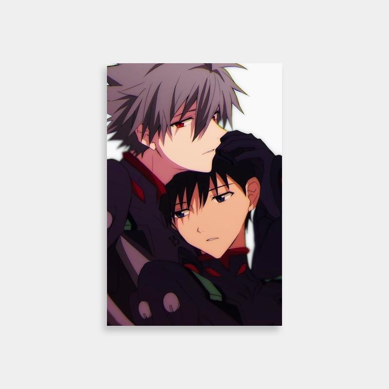 Kaworu Nagisa Neon Genesis Evangelion Hugging Poster - Anime Wall Art