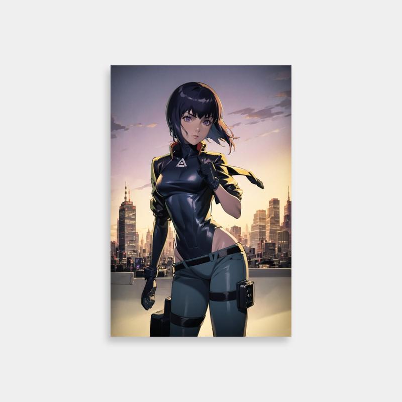 Major Motoko Kusanagi Cityscape Poster - Ghost in the Shell Wall Art