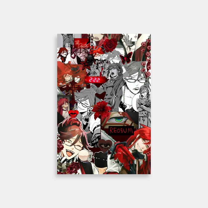 Grell Sutcliff Black Butler Collage Poster - Floral Anime Wall Art