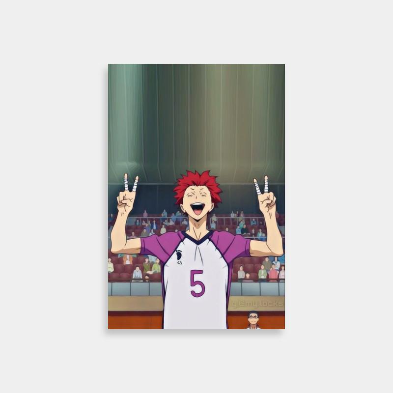 Tendou Satori Haikyuu Poster - Red-Haired Character on Baseball Field