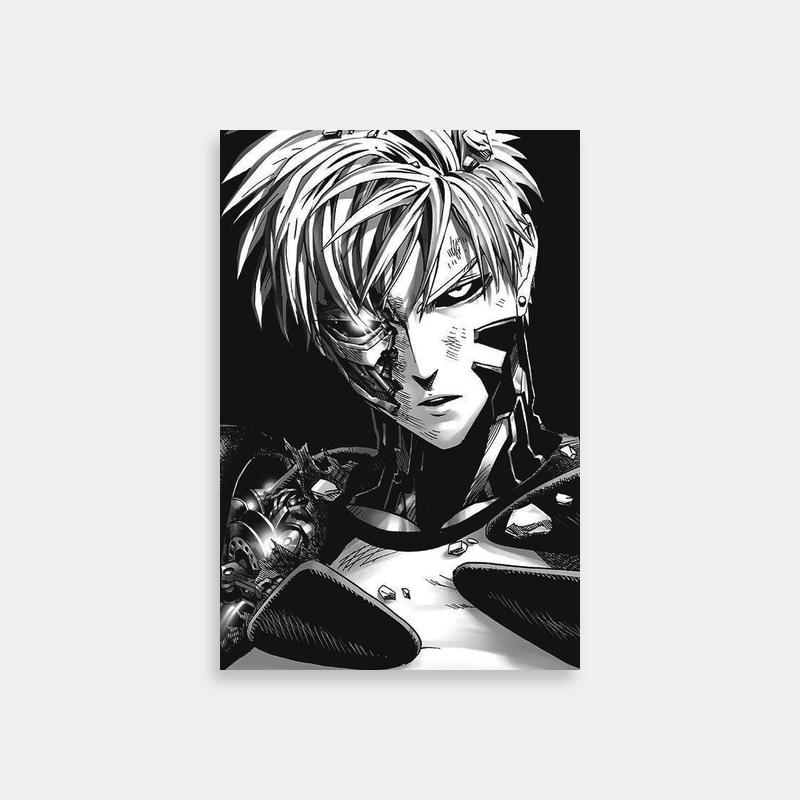 Genos One Punch Man Poster - Short-Haired Anime Character with Piercings
