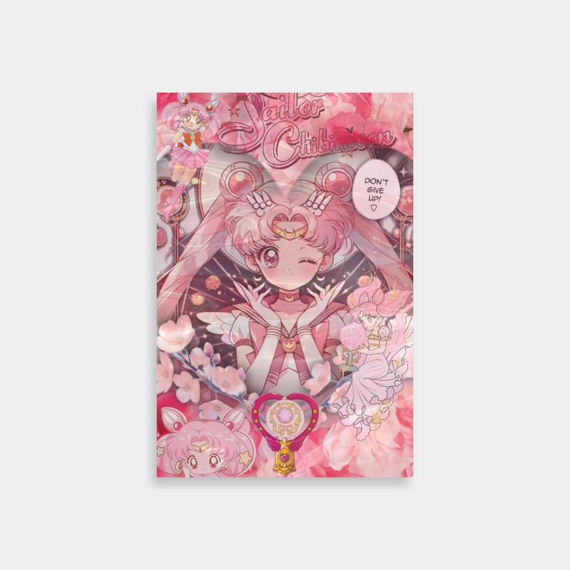 Chibiusa Sailor Moon Art Print - Pink Flowers & Anime Characters