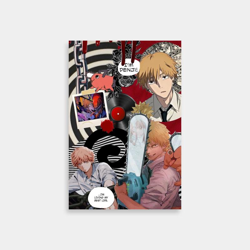 Pochita Chainsaw Man Anime Poster - Two People with Baby Art Print