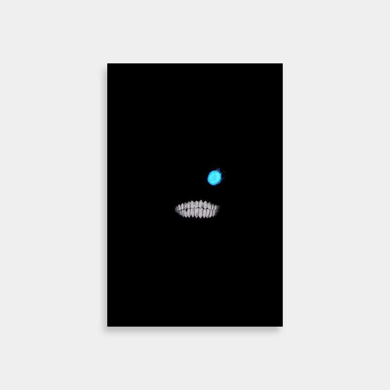 Tank Solo Leveling Poster - Evil Blue-Eyed Face in Darkness