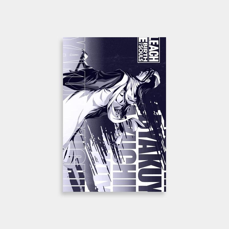 Byakuya Kuchiki Bleach Batman-Style Poster - Black & White