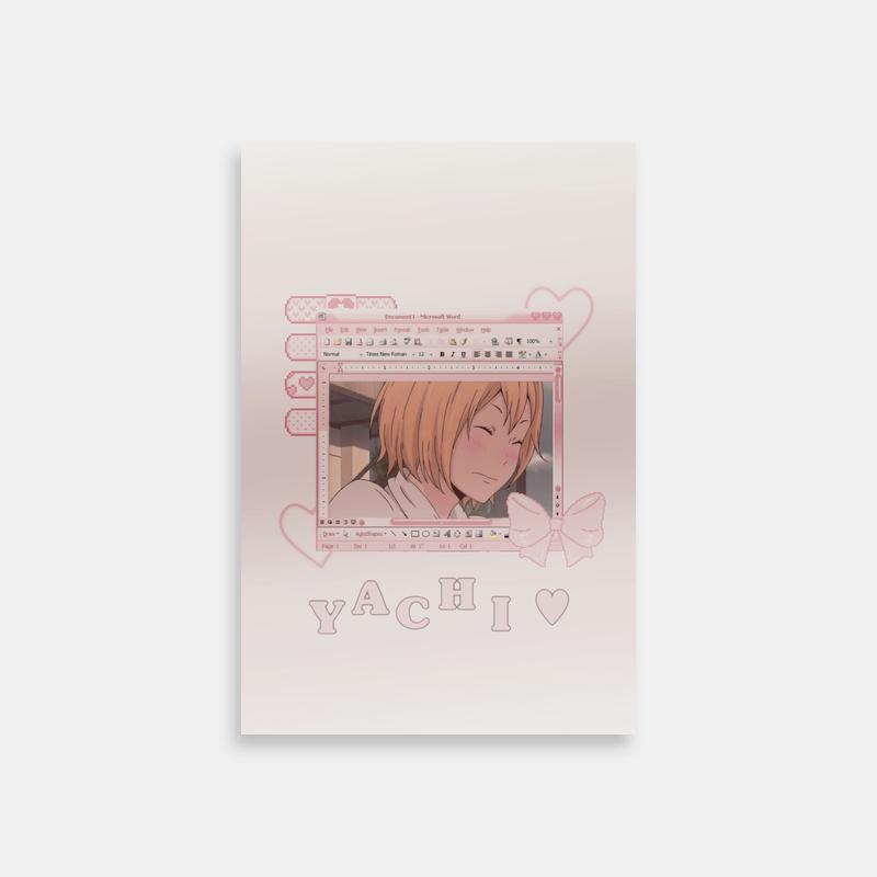 Yachi Hitoka Haikyuu Anime Poster - Pink-Haired Character Gaze