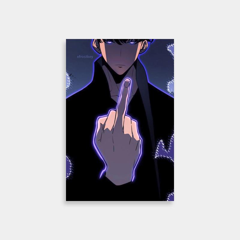 Solo Leveling Sung Jin-Woo Pointing Poster - Blue Eyes Character Art
