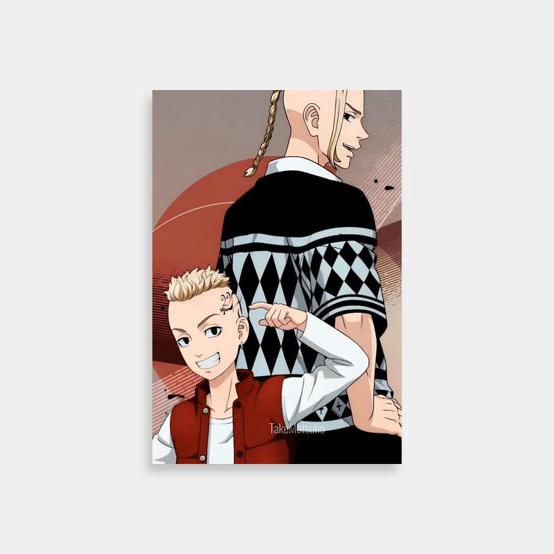 Draken Tokyo Revengers Red & Black Poster - Two Characters