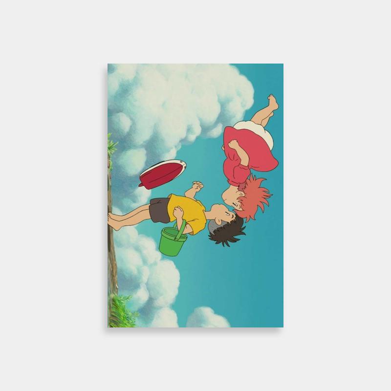 Ponyo Artwork - Two People Flying Through Clouds