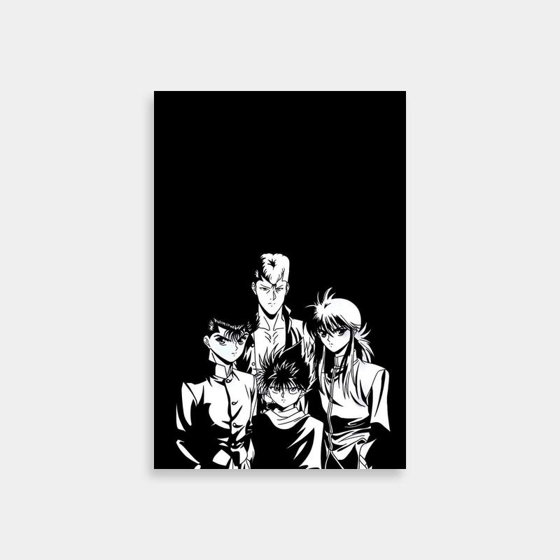 Yusuke Urameshi Yu Yu Hakusho Anime Print - Group Black & White Photo
