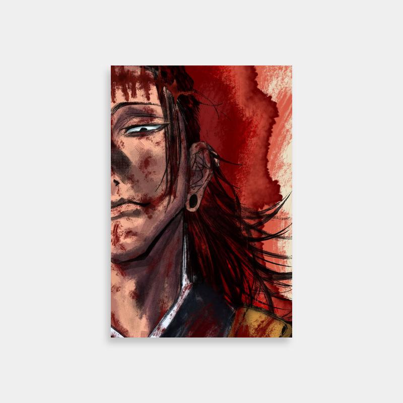 Kenjaku Jujutsu Kaisen Wall Art - Long-Haired Character with Piercings Staring Intensely